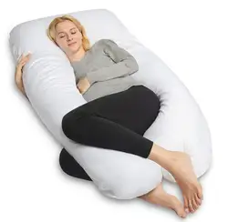Pregnancy Body Pillow with Zipper Removable Cover, U-Shape Full Body Pillow with Velvet Cover