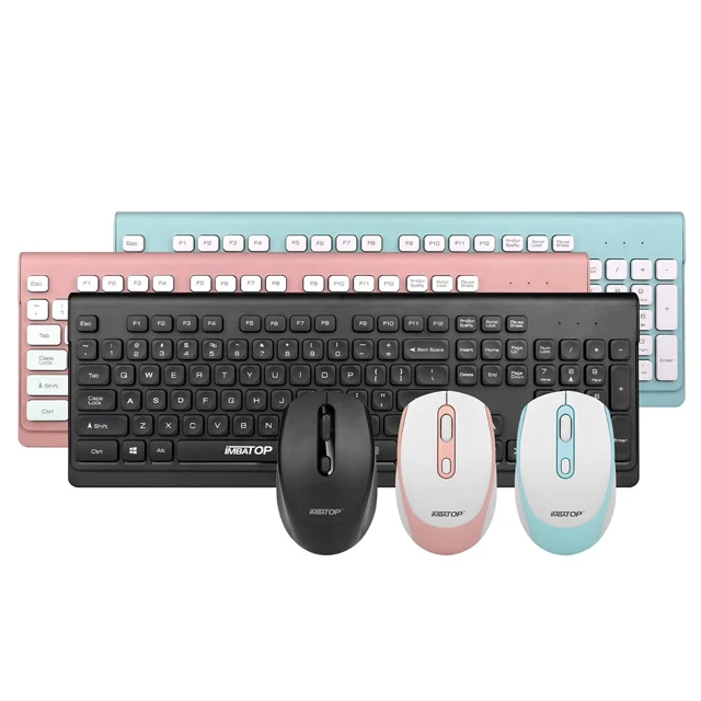Multi-color 2.4G wireless 2 in 1 keyboard and mouse combo With 4D/ 6D Mouse for PC/laptop, ergonomic office keyboard