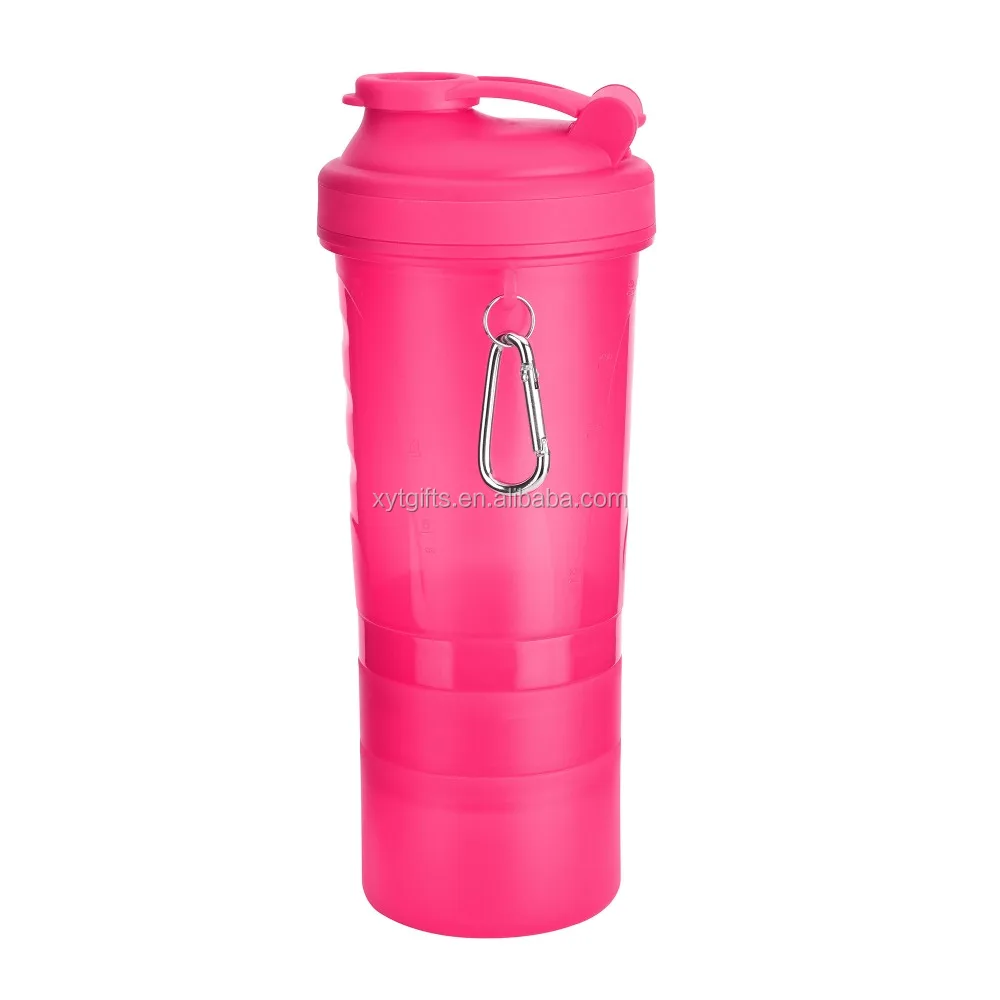 
2018 Wholesale BPA Free Plastic Fitness Shaker Bottle with Protein Powder Storages 