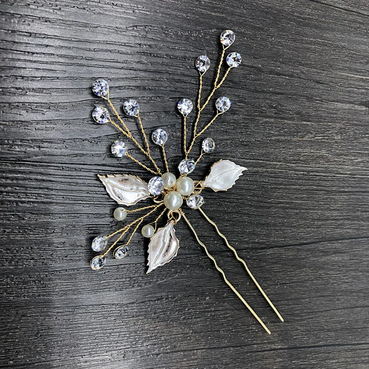 Женские гребни для волос SHSS2021, свадебные украшения для волос с золотыми листьями и жемчугом