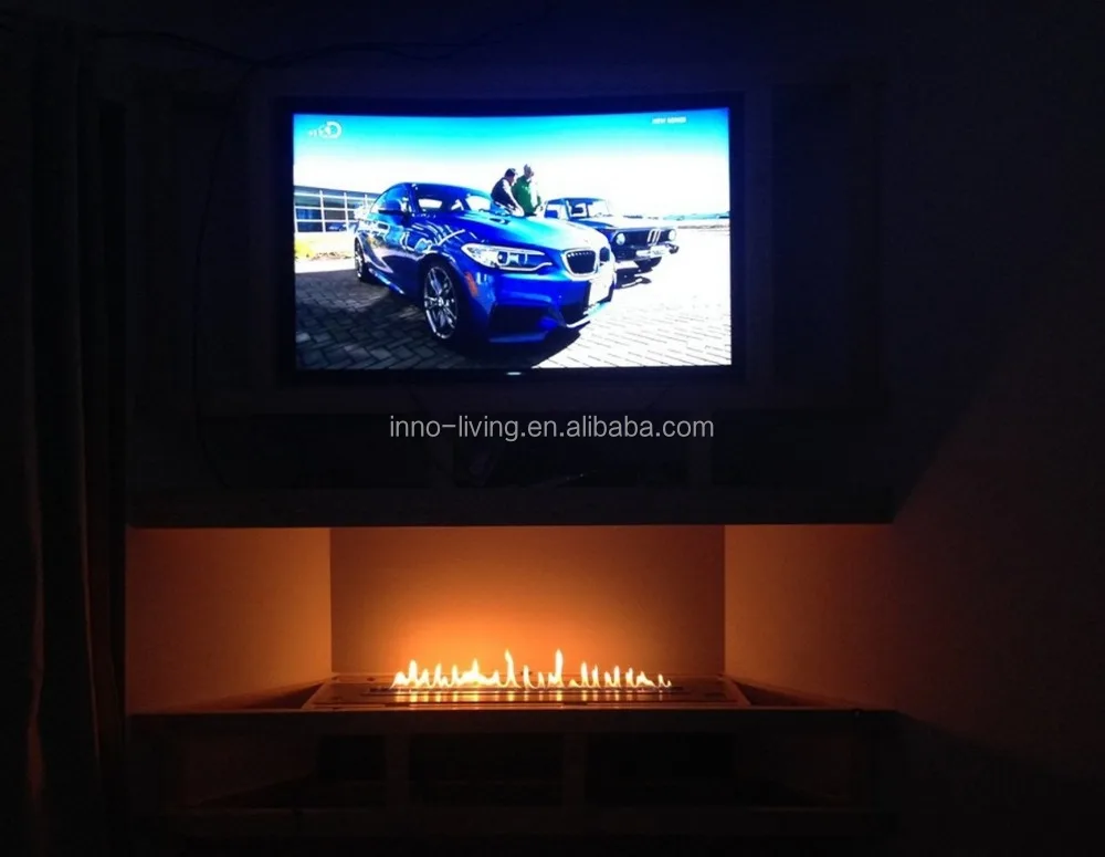 Inno-living 36 inch tv stand bio ethanol smart furniture in wall fireplace