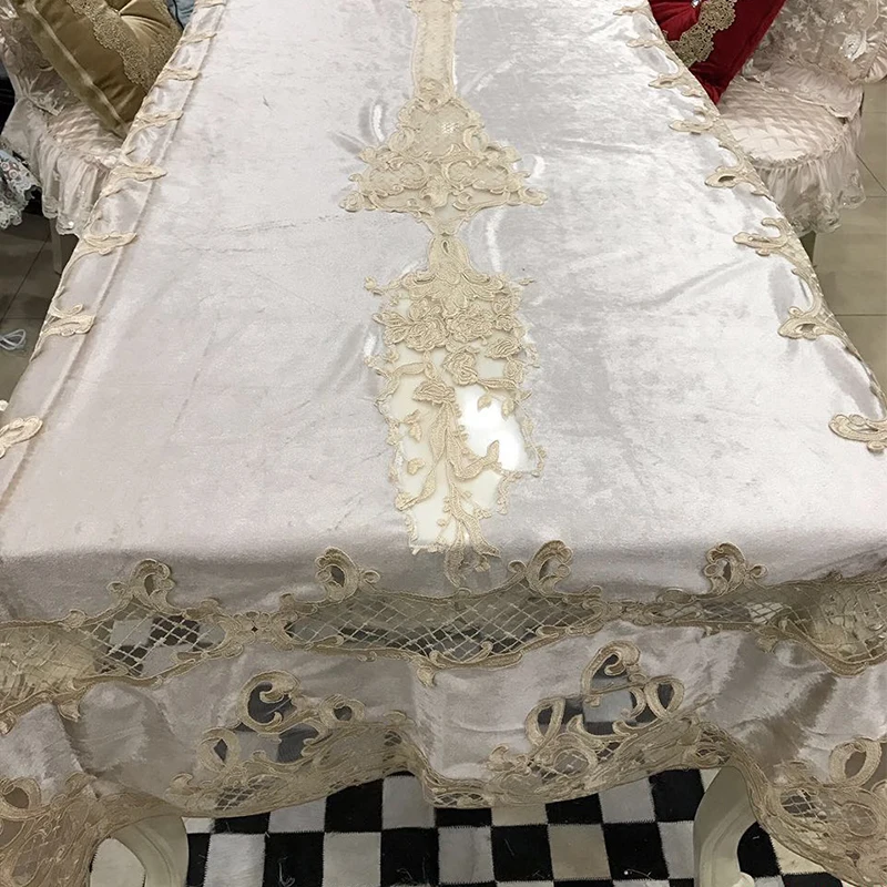 Лидер продаж Современная скатерть из белого бархата для отеля