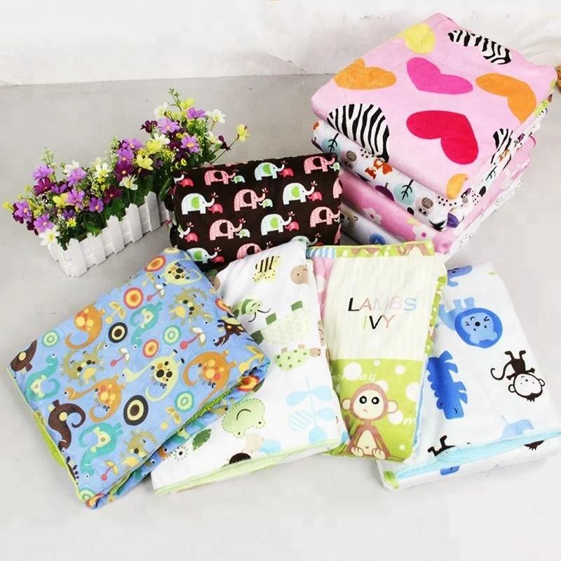 
Wholesale Kids Carton Printed Plush Fleece baby animal Blanket 