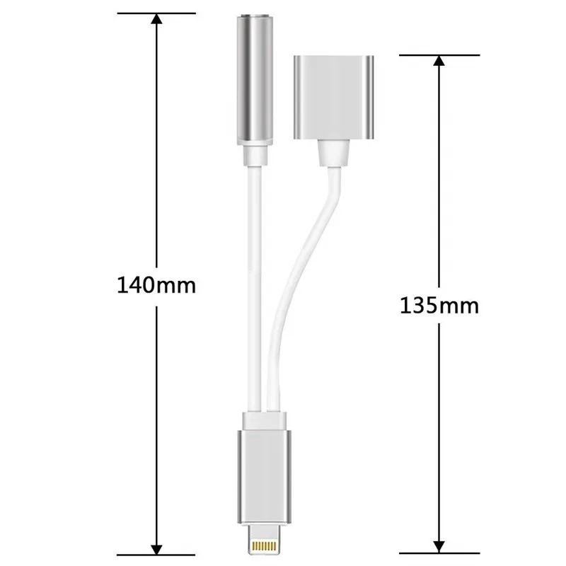 2 IN 1 male connector to 3.5MM headphone cable for IPHONE 7