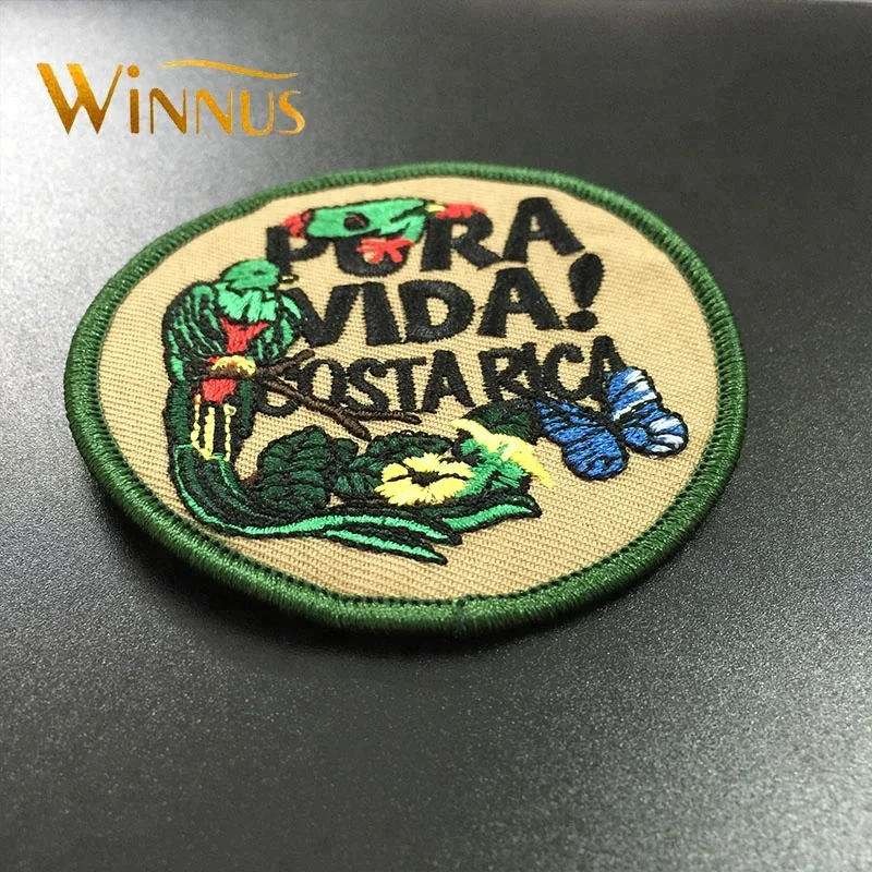 Круглые вышитые термоклейкие нашивки для одежды с логотипом на заказ