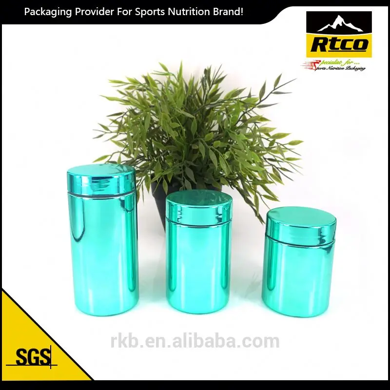 RTCO chroming plastic pill container supplement plastic jar