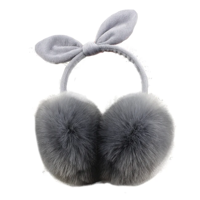 
Winter Autumn Ear Protection Bow Warm Faux Fox Fur Ear Muffs Earflap 