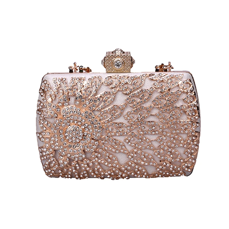 
2020 lady Diamond bag fashion Woman luxury shiny metal frame rhinestone clutch evening bag 