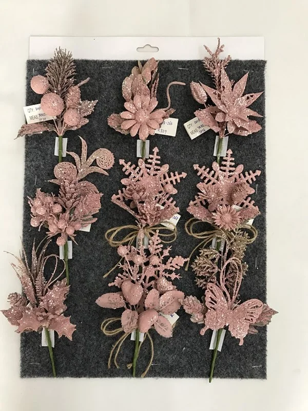 small christmas decoration artificial poinsettia flower with glitter