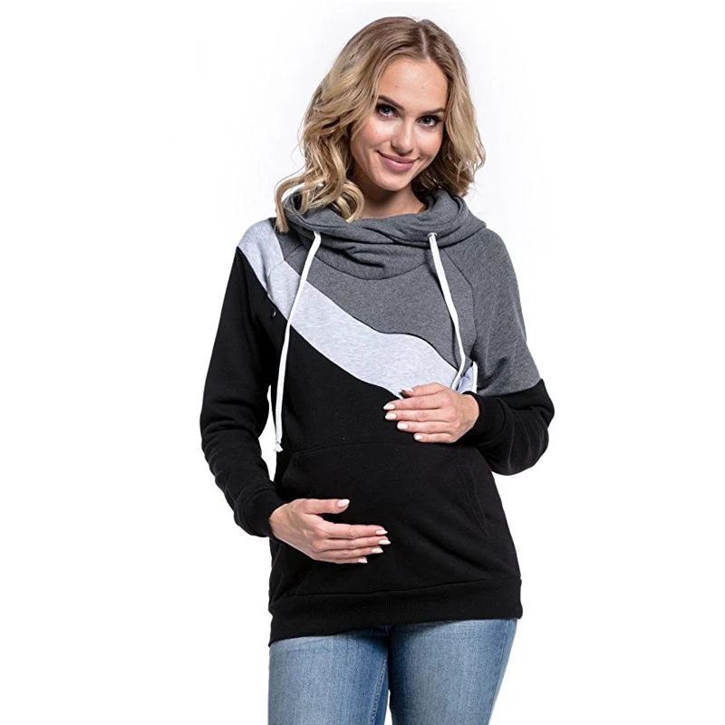 Женская зимняя толстовка с капюшоном для грудного вскармливания толстовки с длинным рукавом рубашка для кормления модная одежда для беременных американские и европейские размеры