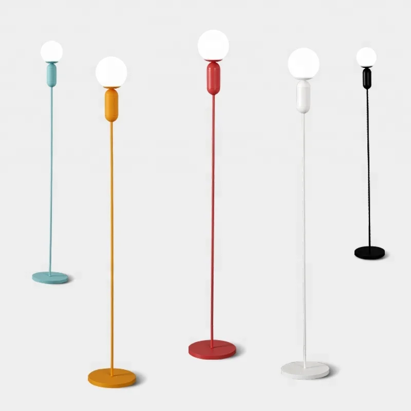 Современная дизайнерская комнатная лампа для чтения, меняющая цвет, Минималистичная светодиодная железная лампа e27, стеклянная напольная лампа