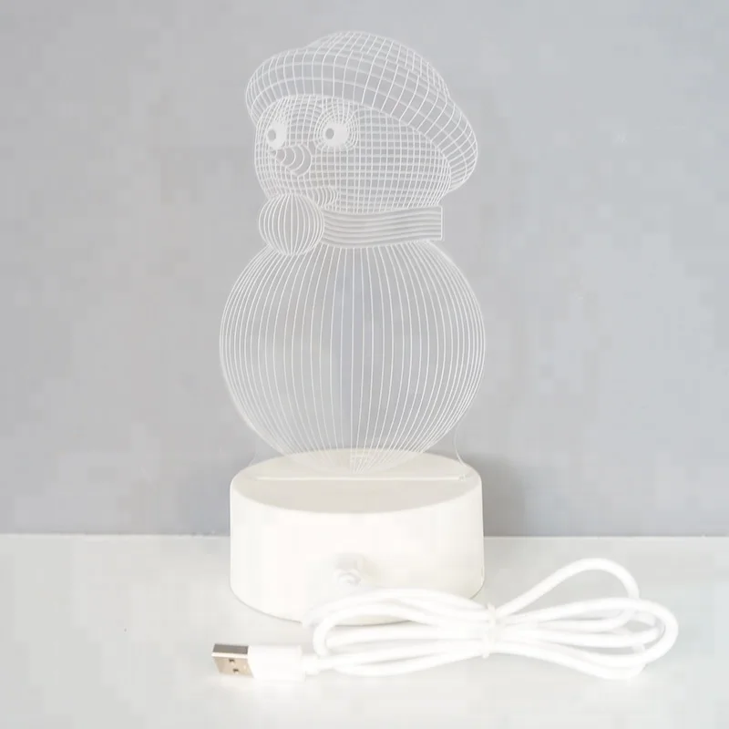 3D Illusion Creative Snowman RGB Bedside Night Lamp for Christmas Gift