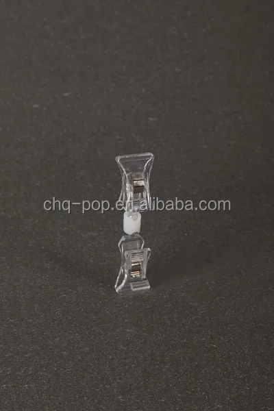 double sided clear plastic spring clips for pop display / tickets holder clip