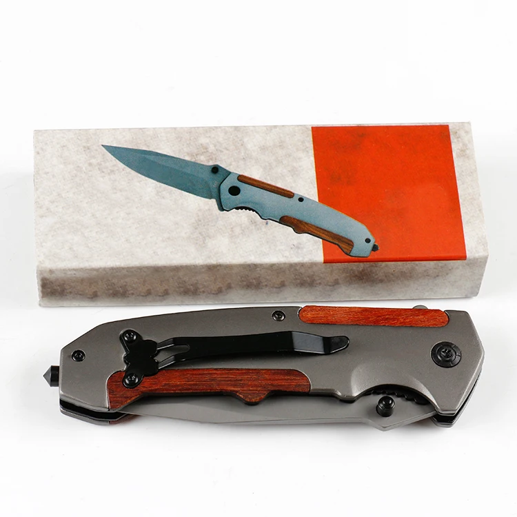 
Stainless steel folding pocket knife survival rescue knife with glass breaker 