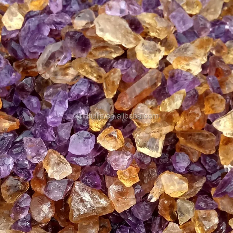 Natural Quartz Rough Citrine Mixed Amethyst Crystal Tumbled Stone