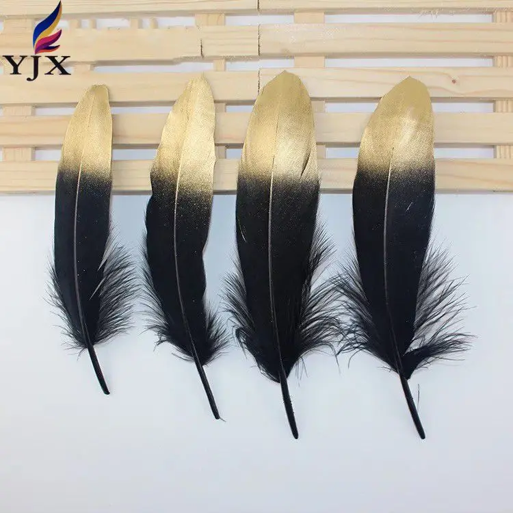 Factory Wholesale New Design DIY Gold Painted Goose Feather rooster tail