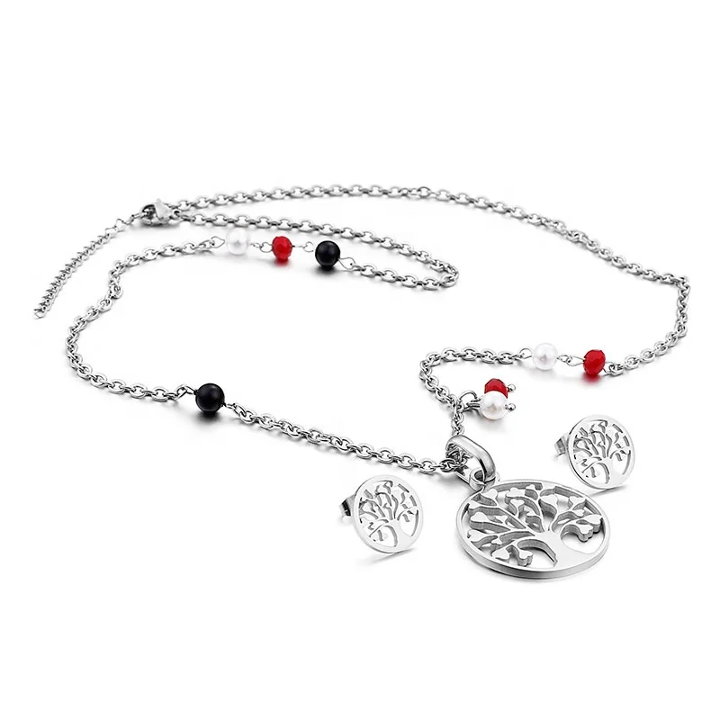 
Most Popular Ladies Fashion Jewelry Set Tree Of Life Necklace And Earring Set In Gold 