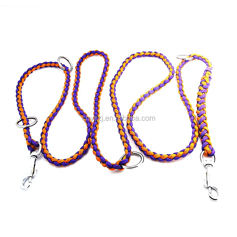 Reflective Braided Handmade Paracord Rope Dog Leash Patterns for Walking Collar and Hiking Sale