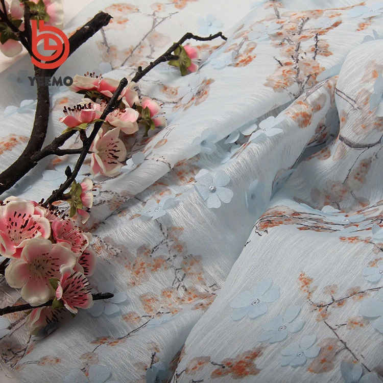 Yeemo текстиль бесплатно образец Красивая вуаль кружево платье 3D ткань для свадьбы