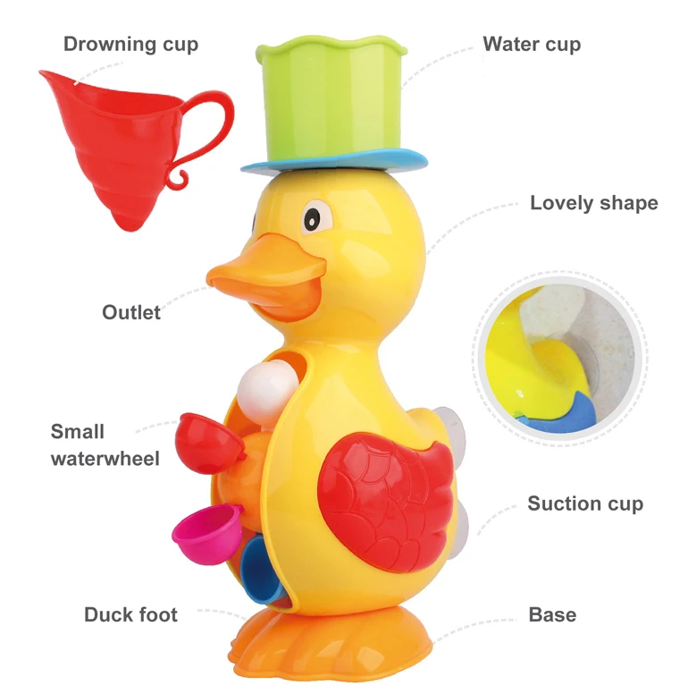Baby bathtub toys waterfall toy plastic bath duck