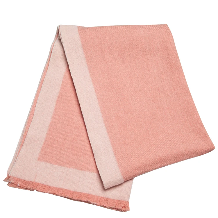 New Fashion Winter Wear Wool Shawl  Women Oversize Checked Solid Scarf Two Color Jacquard Wool Shawl for Women