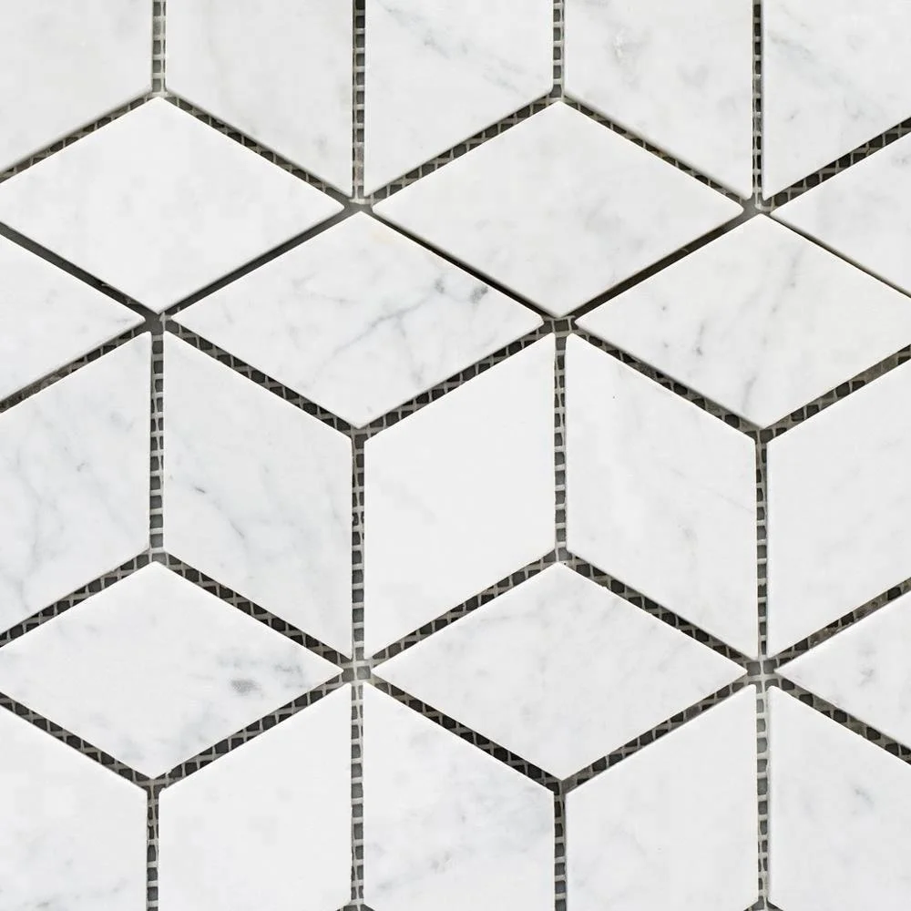 Decorstone24 Carrera White Marble Mosaic Rhombus Decor Tile For Backsplash