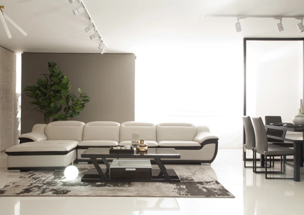 Modern leather sofa set furniture wooden leg frame, modern living room sofa set for home furnitures