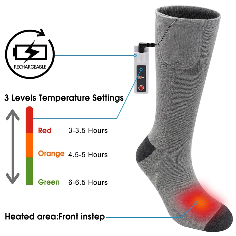Winter Ski Usb Rechargeable Battery Electric Heated Socks