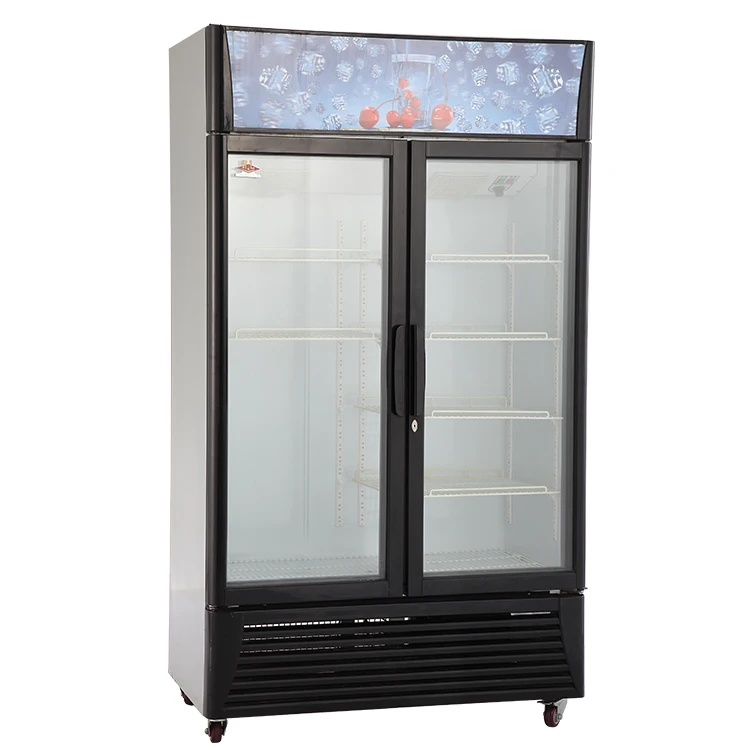 High quality beverage cooler supermarket commercial  beer  freezer two door refrigerator