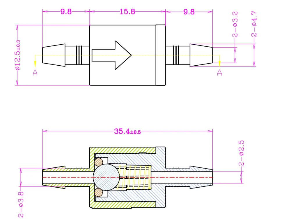 1/8' shut off valve spring check valve plastic check valve