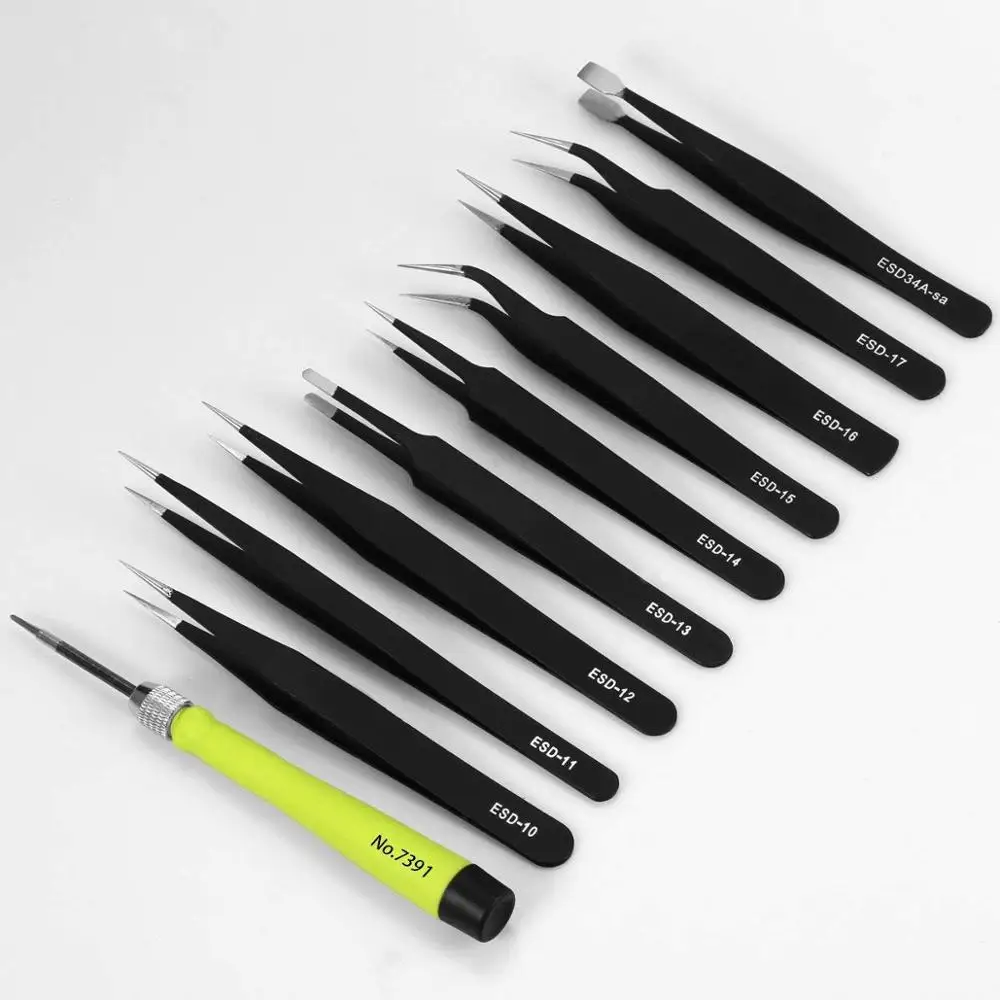 Stainless Steel Antistatic Anti Magnetic ESD-15 Tweezers