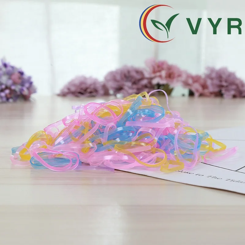 middle size mat light transparency color Elastic TPU Rubber Bands kids Hair Band 4024