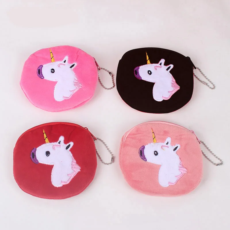 Popular cute girls mini unicorn coin purse case plush bag wallet