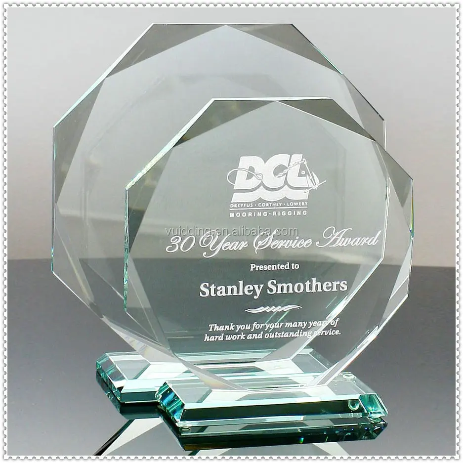 Custom Words Etching Faceted Edge Blank Glass Octangle Awards