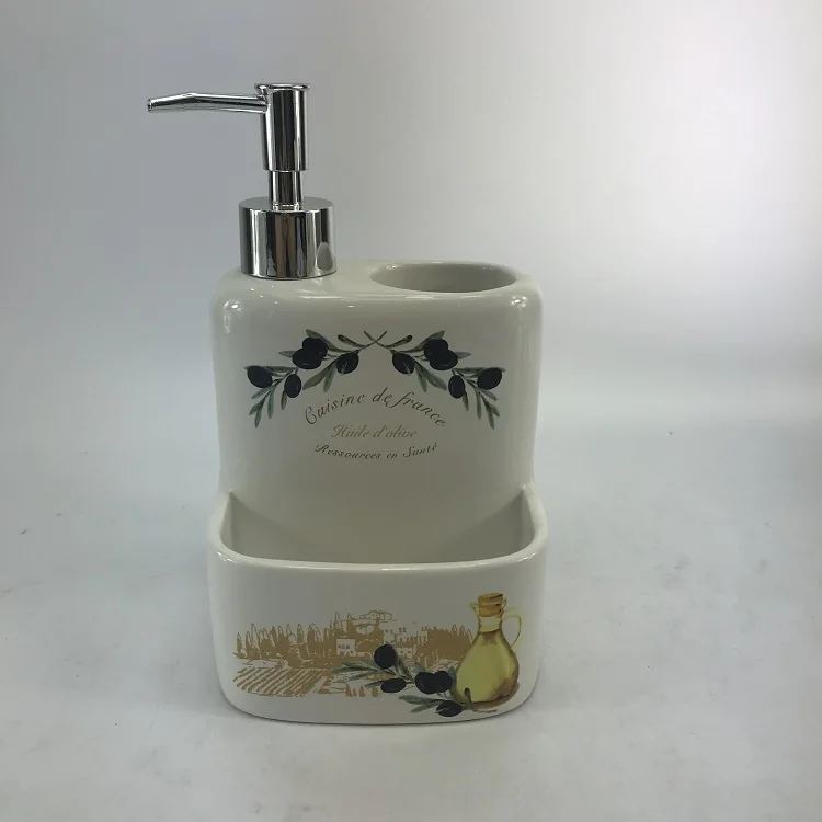 Royal Europe White Ceramic Kitchen Canister Soap Dispenser Set