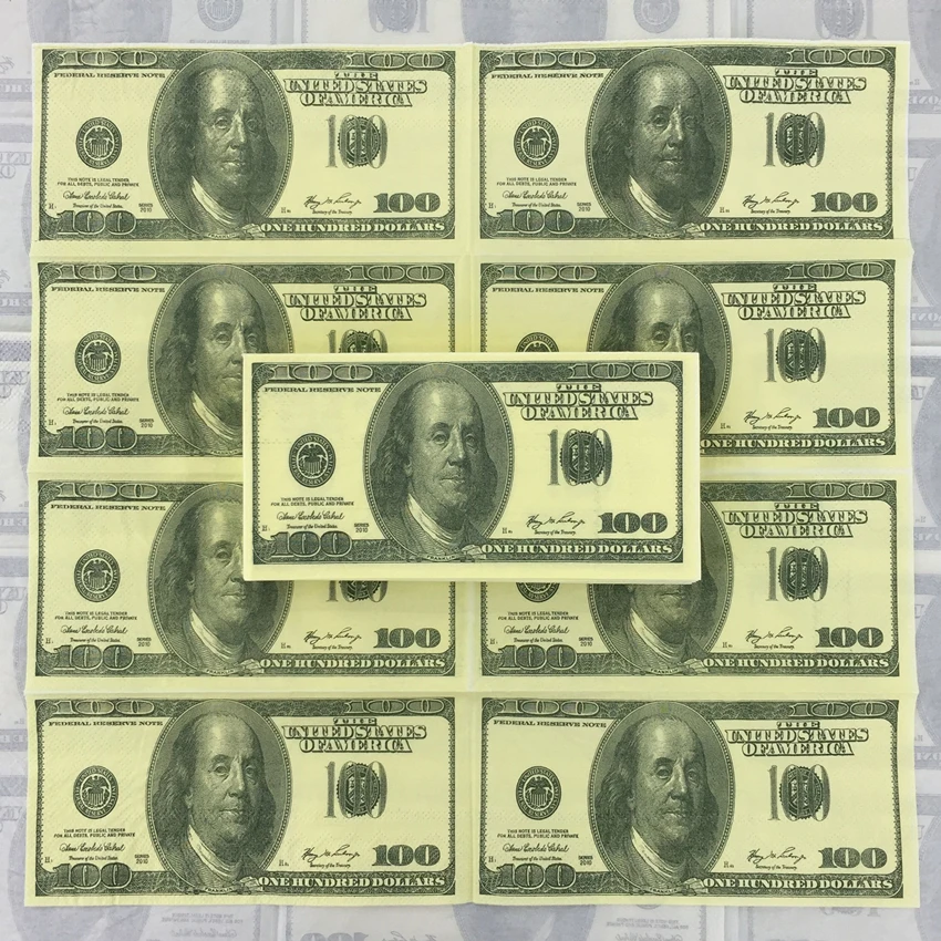 Dollar Bill Money Printed Paper Napkins Tissues