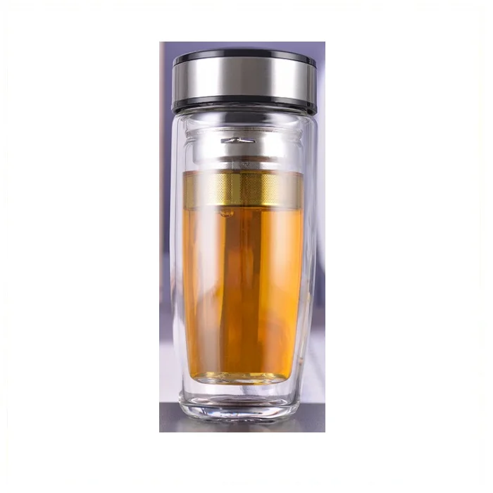 Double wall customized Logo insulated 500ml sports juice glass bottle