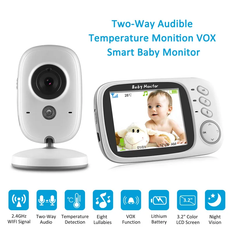 2.4G Wireless 3.2 Inches LCD Night Vision VOX Two Way Speak Babyfoon VB603 Video Baby Monitor
