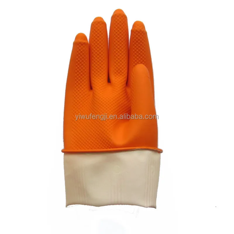 Heavy Weight Orange Rubber Gloves Latex Industrial Gloves