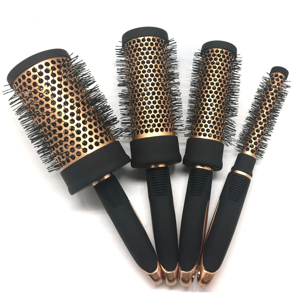 Osaki Brand Professional Plastic Handle Nylon Salon Hairdressing Ionic Ceramic Aluminium Tube Round Hair Brush
