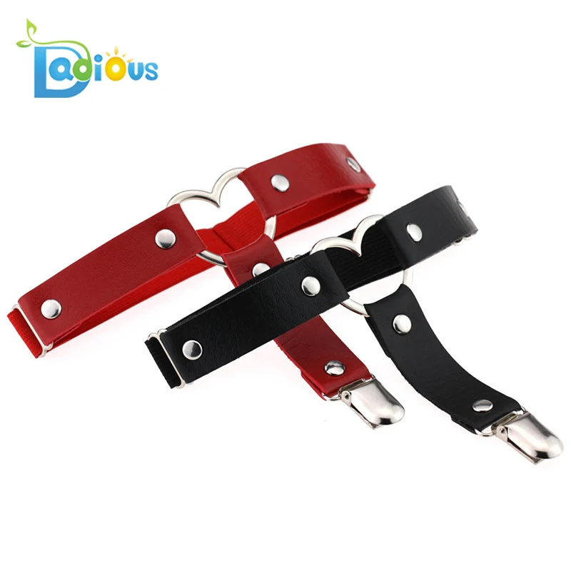 2019 Fashion Street Punk Rock Style Love Heart Sexy PU Leather Garter Belt for young girls