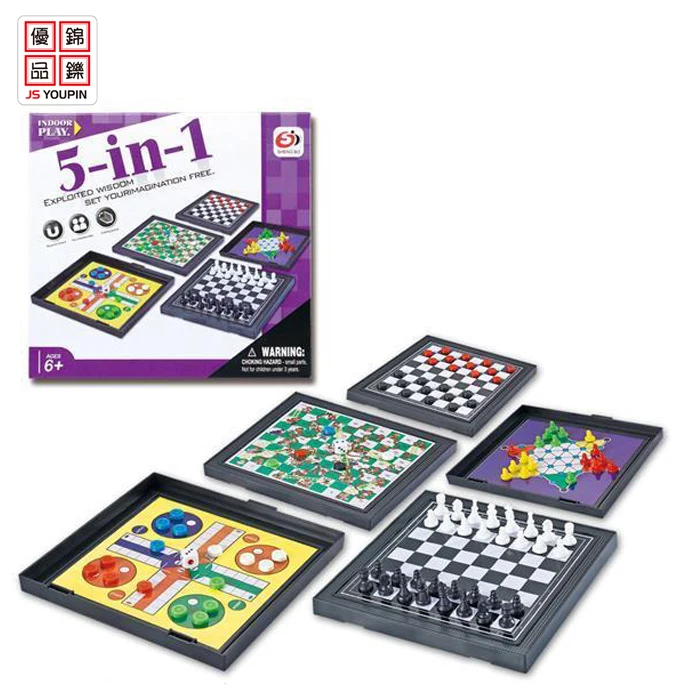 New kids educational toys 5 in 1 chess board game set International chess Flight chess Snake and Ladder toys for kids play