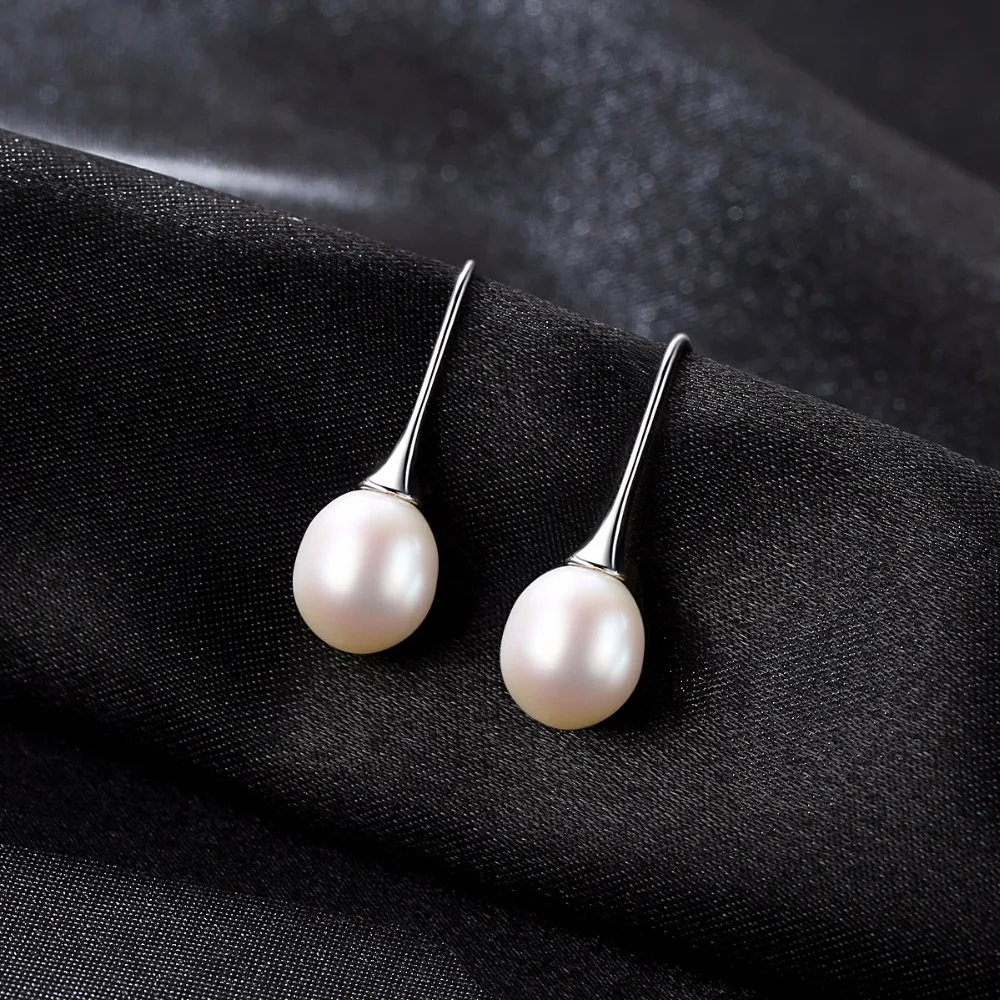 PAG&MAG Charming Fancy Big 9-10mm Natural Pearl Stud Earring With 925 Sterling Silver Cut Diamond Hook Earring For Women Party