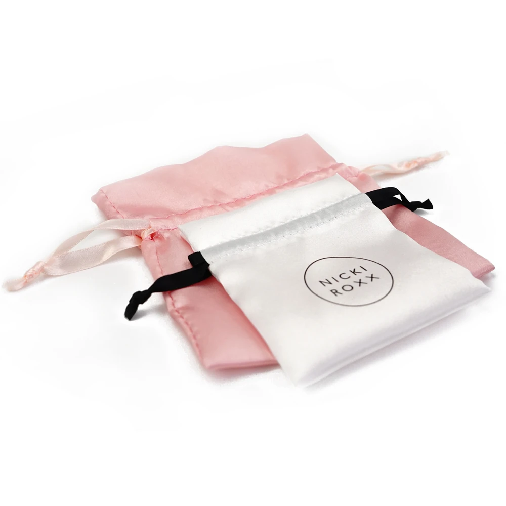 Pink Satin Drawstring Bag, Satin Jewelry Pouch