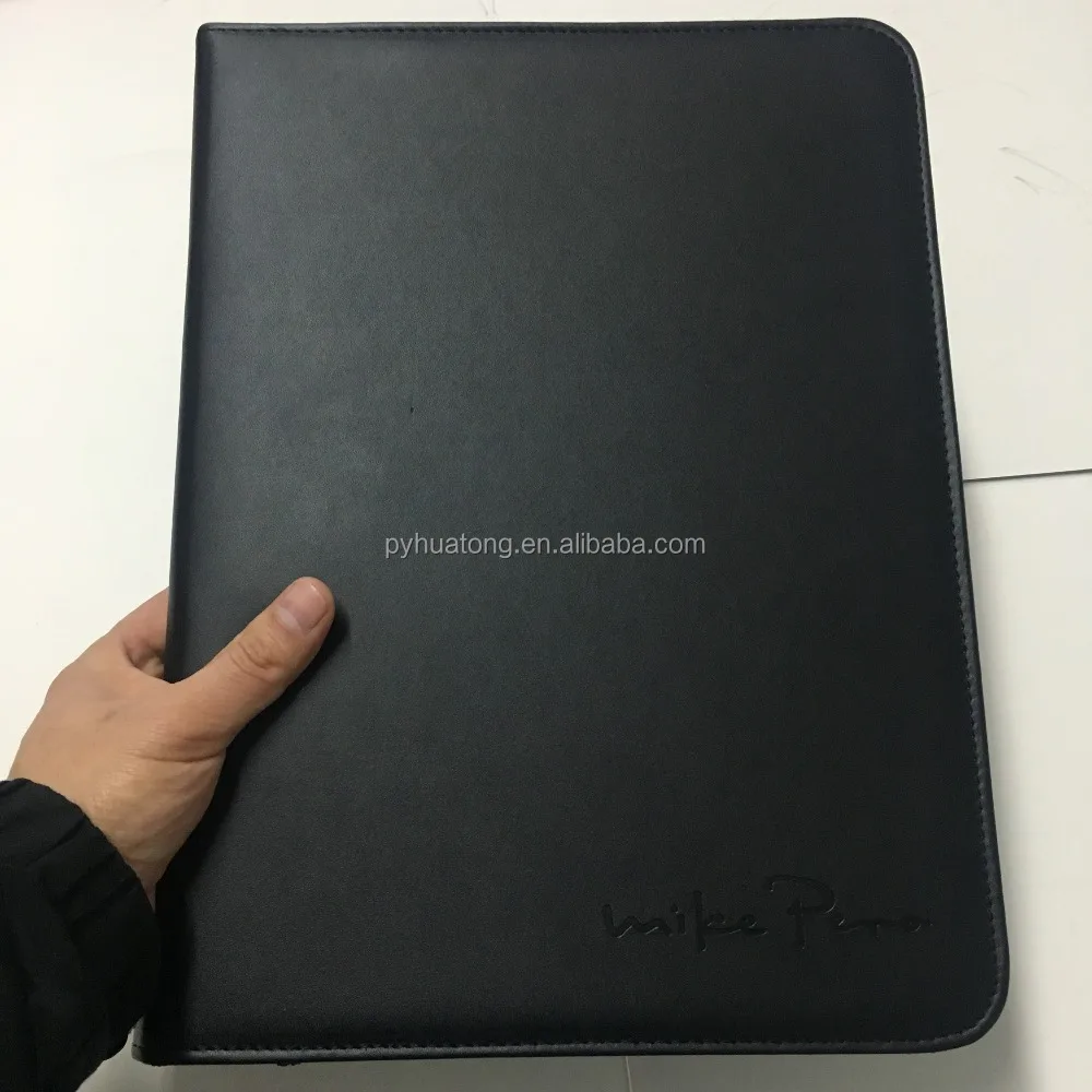 China supplier a4 pu leather compendium/zipper folder