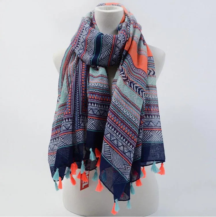Factory new vintage Women Lady Bohemian Voile Soft Scarf Large Beach tassel Shawl Scarves