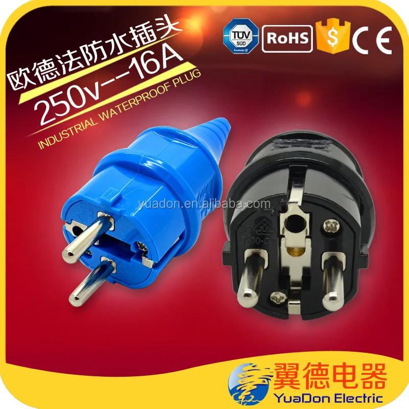 Горячие продать ЕС Schuko водонепроницаемый разъем вилку 16A 250 В Для Кабеля