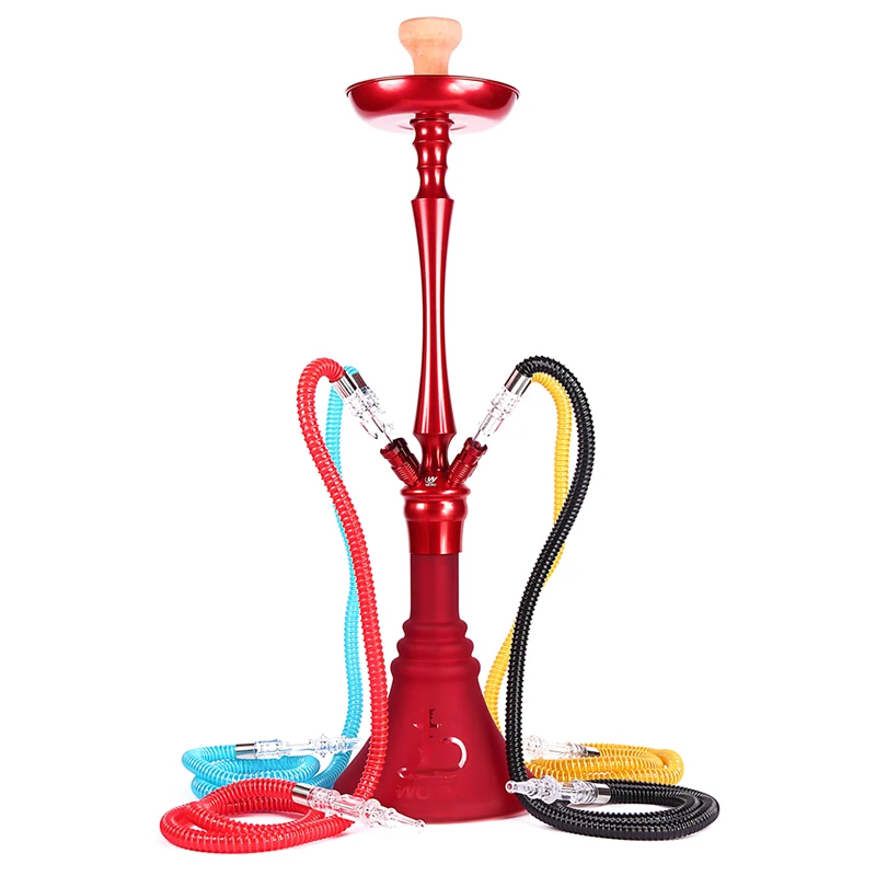 Guangzhou WOYU wholesale sheesha chicha nargile 4 hose aluminum glass shisha pipe hookah