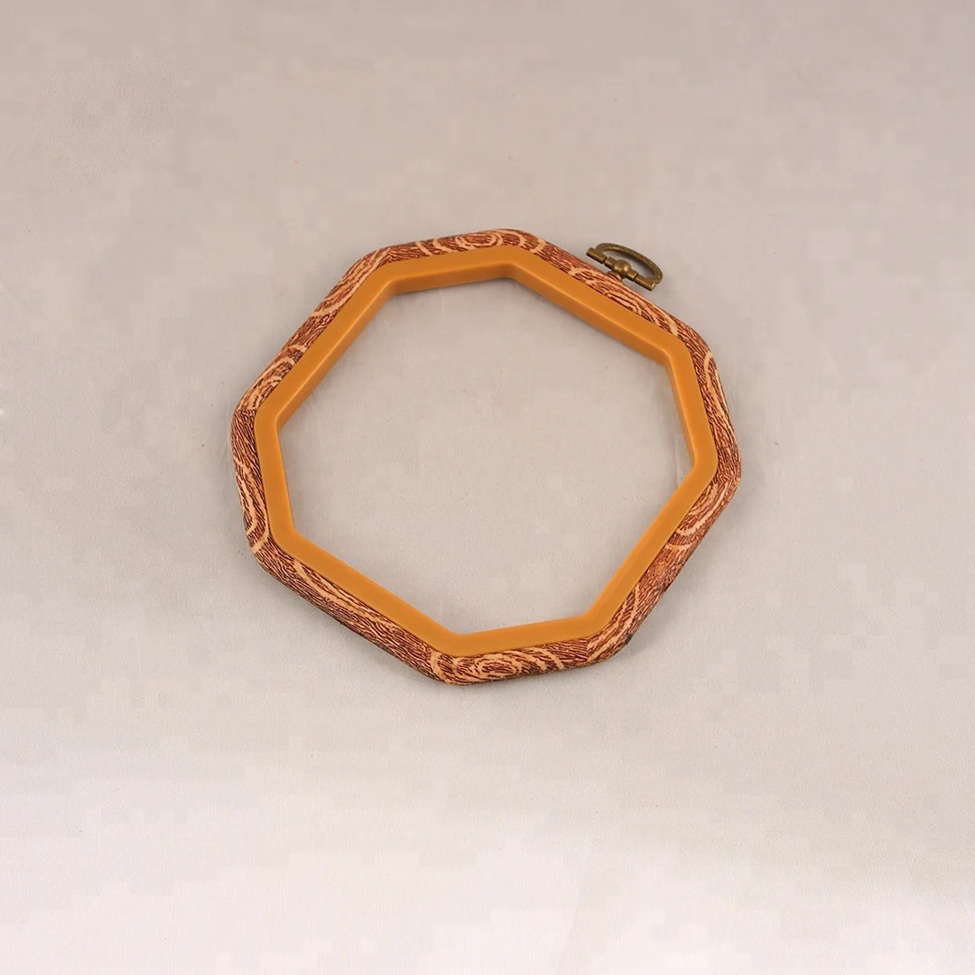 
1PC Octagonal shape Wood like Rubber Embroidery Hoops Cross Stitch Hoop Display Frame 