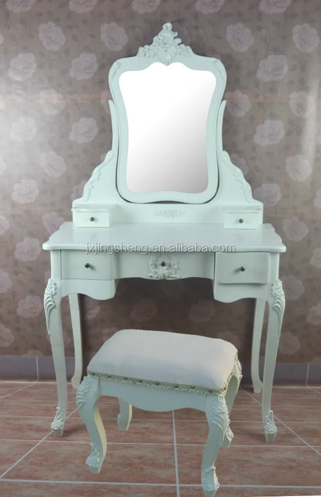 Antique Reproduction French Chic Style Dressing Makeup Vanity Table for Bedroom
